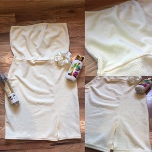 Layala Lemon Split Bandeau Bodycon Dress